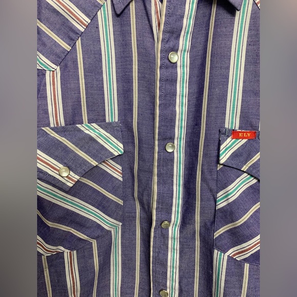 Retro ELY PLAINS Western LS Pearl Snap western cowboy 15.5 - Picture 10 of 13